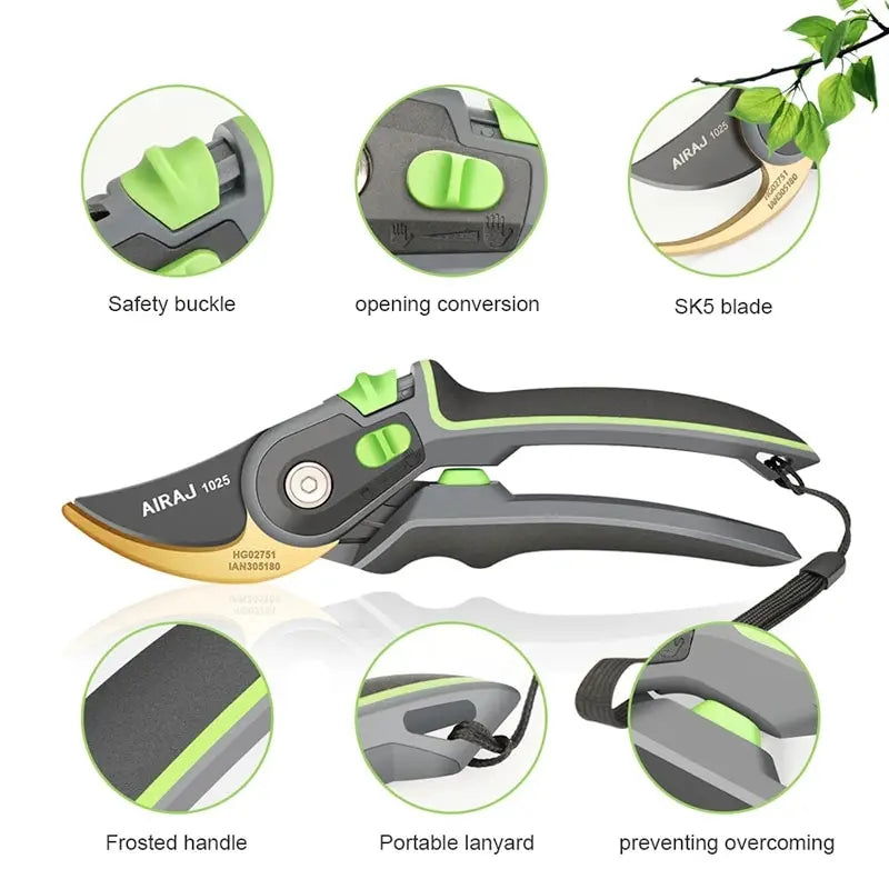 AIRAJ Industrial Grade Pruning Shears Are Labor-Saving Gardening Tools With Sharp, Durable, And Non Slip Scissors - Slobuy