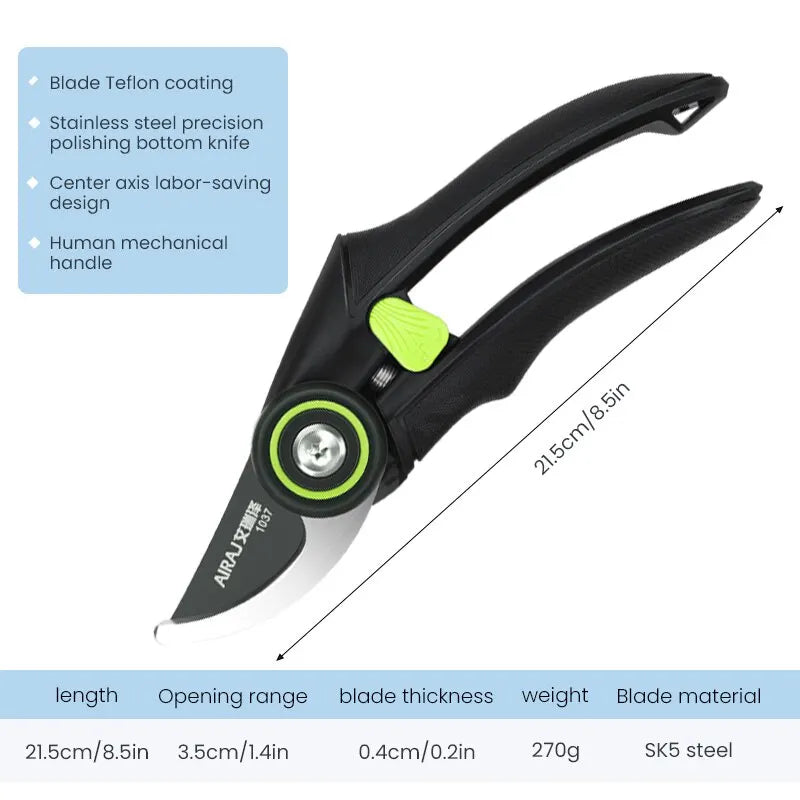 AIRAJ Pruning Shear Garden Tools Labor Saving Scissors Gardening Plant Sharp Branch Pruners Protection Hand Durable - Slobuy