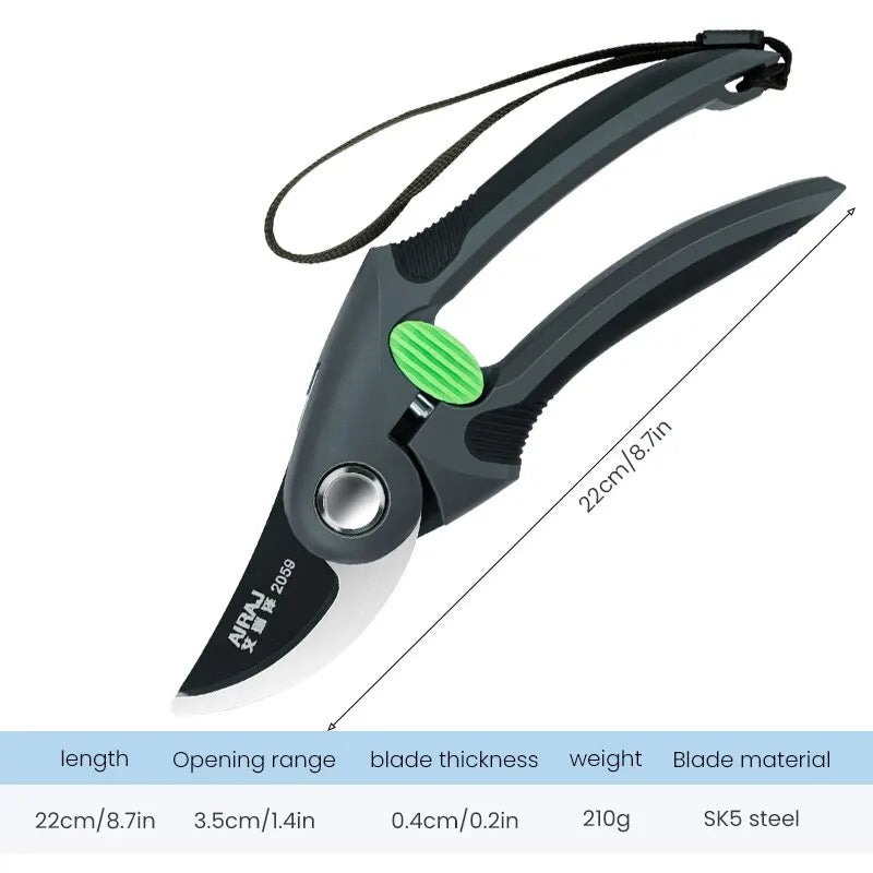 AIRAJ Pruning Shear Garden Tools Labor Saving Scissors Gardening Plant Sharp Branch Pruners Protection Hand Durable - Slobuy