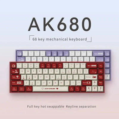 AJAZZ AK680 Mechanical Keyboard Gaming Wired Compact Laptop Tea Or Red Shaft 68 Keys - Slobuy