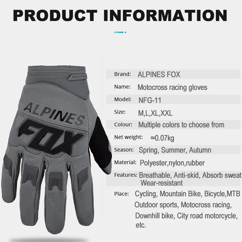 ALPINES FOX Motocross Racing Gloves Downhill Mountain Bike DH MX MTB Motorbike Glove Summer Mens Woman Motorcycle Luvas S-XXL - Slobuy