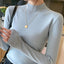AOSSVIAO Turtleneck Sweater Women Fashion 2024 New Stretch Tops Women Knitted Pullovers Long Sleeve Bottoming Knitted Sweater - Slobuy