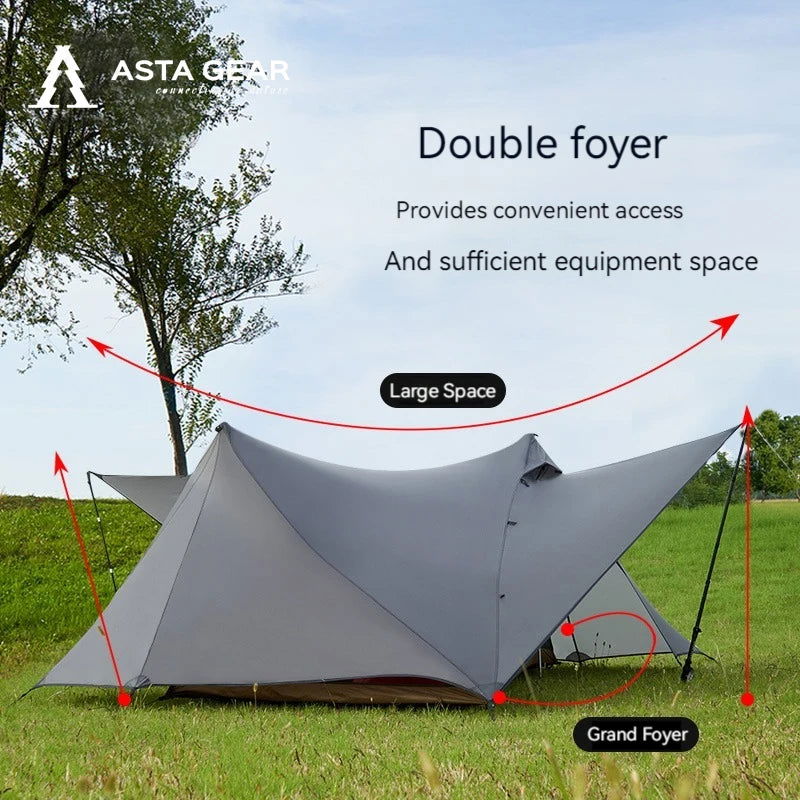ASTA GEAR Yun Chuan double-sided silicon-coated double A pyramid 15D nylon rodless camping hiking outdoor ultralight tent - Slobuy