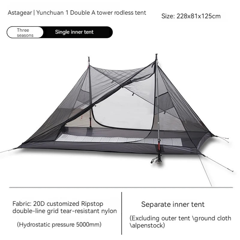 ASTA GEAR Yun Chuan double-sided silicon-coated double A pyramid 15D nylon rodless camping hiking outdoor ultralight tent - Slobuy