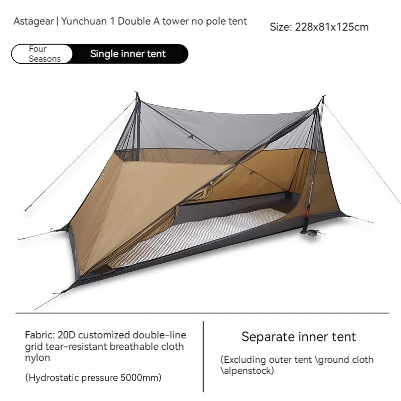 ASTA GEAR Yun Chuan double-sided silicon-coated double A pyramid 15D nylon rodless camping hiking outdoor ultralight tent - Slobuy