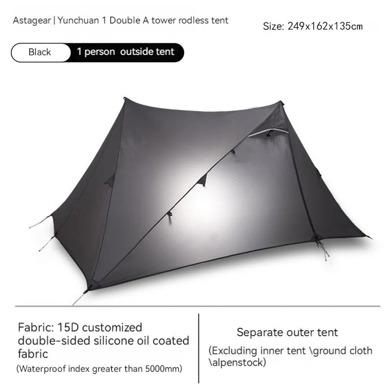 ASTA GEAR Yun Chuan double-sided silicon-coated double A pyramid 15D nylon rodless camping hiking outdoor ultralight tent - Slobuy