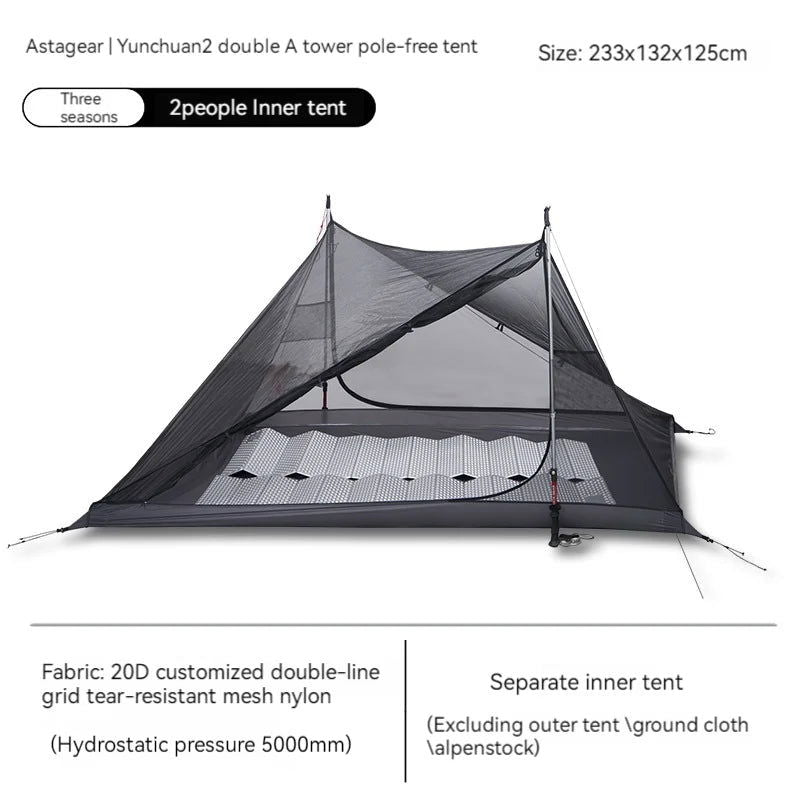 ASTA GEAR Yun Chuan double-sided silicon-coated double A pyramid 15D nylon rodless camping hiking outdoor ultralight tent - Slobuy
