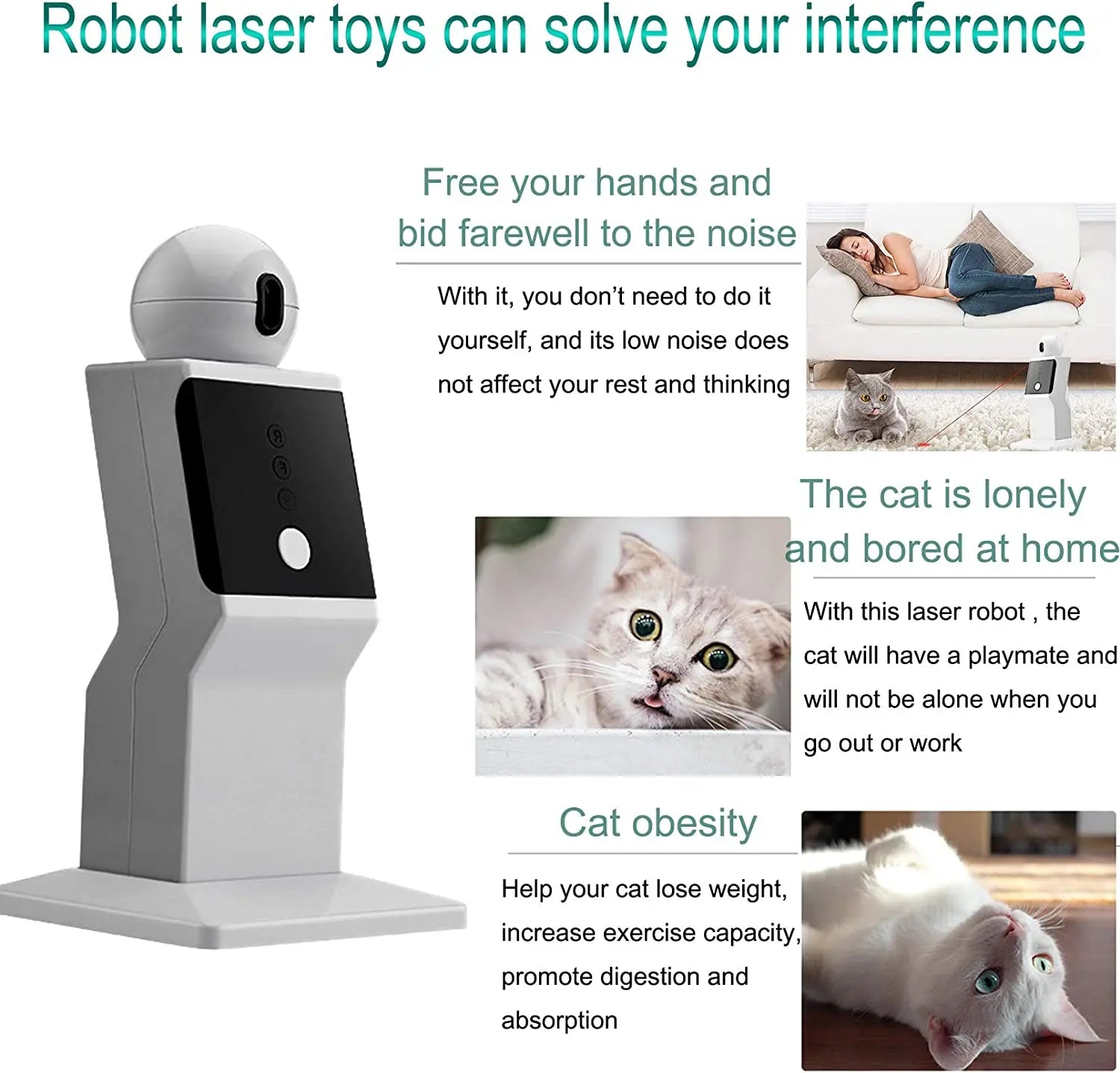 ATUBAN Cat Laser Toy Automatic,Random Moving Interactive Laser Cat Toy for Indoor Cats,Kittens,Dogs,Cat Red Dot Exercising Toy - Slobuy
