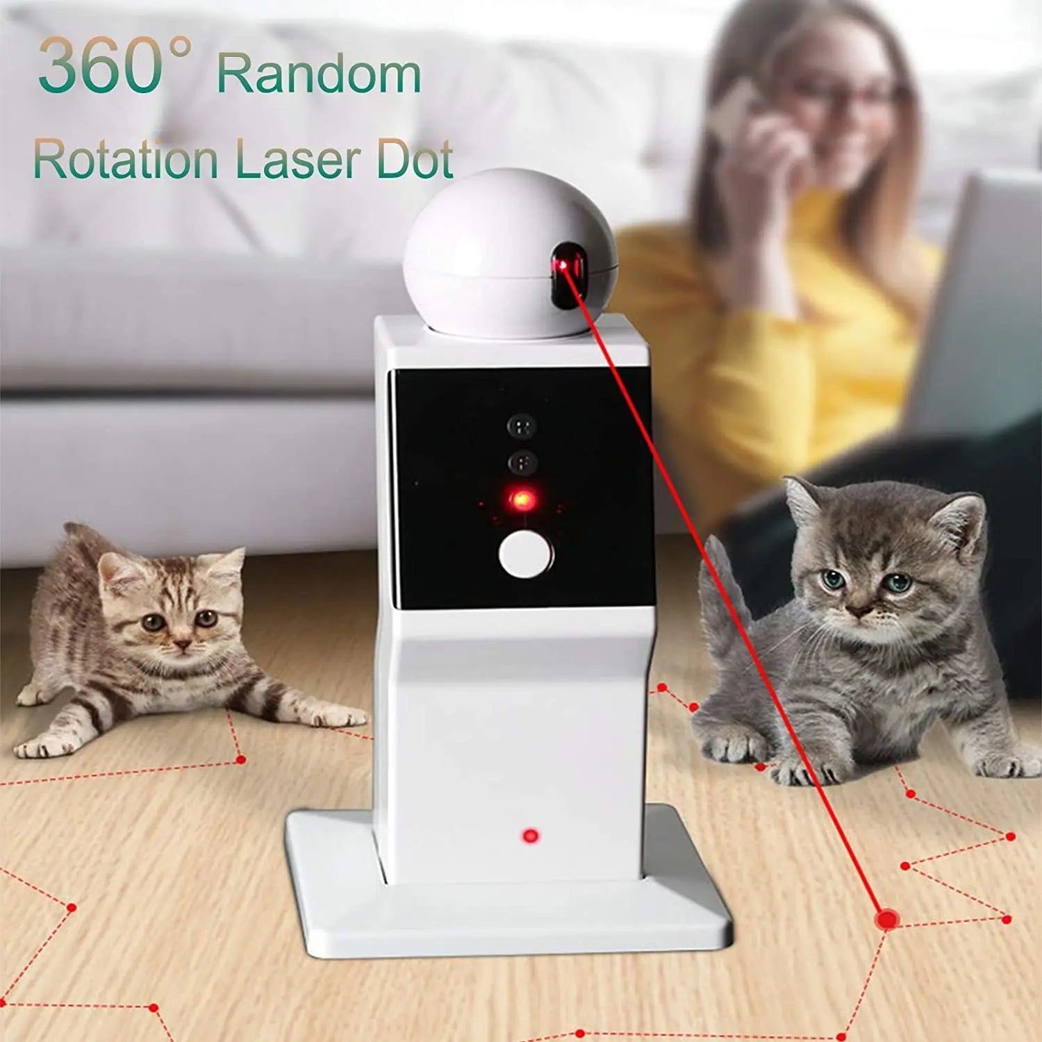 ATUBAN Cat Laser Toy Automatic,Random Moving Interactive Laser Cat Toy for Indoor Cats,Kittens,Dogs,Cat Red Dot Exercising Toy - Slobuy