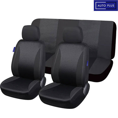 AUTO PLUS Checkered Polyester Patchwork Mesh Fabric Universal Unisex Car Seat Covers Set Accessories Interior  With Sponge - Slobuy