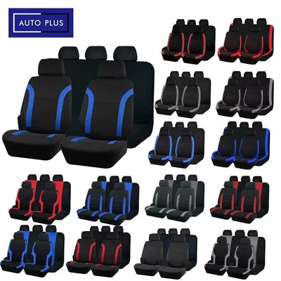 AUTO PLUS Sports Universal Polyester Car Seat Cover Set Fit Most Car Plain Fabric Bicolor Stylish Car Accessories Seat Protector - Slobuy