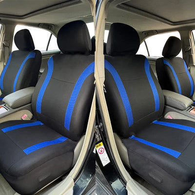 AUTO PLUS Sports Universal Polyester Car Seat Cover Set Fit Most Car Plain Fabric Bicolor Stylish Car Accessories Seat Protector - Slobuy