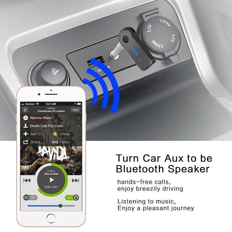 AUX Car Bluetooth Receiver,3.5mm Socket  5.0 Wireless Bluetooth Adapter,Audio Converter Mobile Phone Hands-Free Stereo - Slobuy