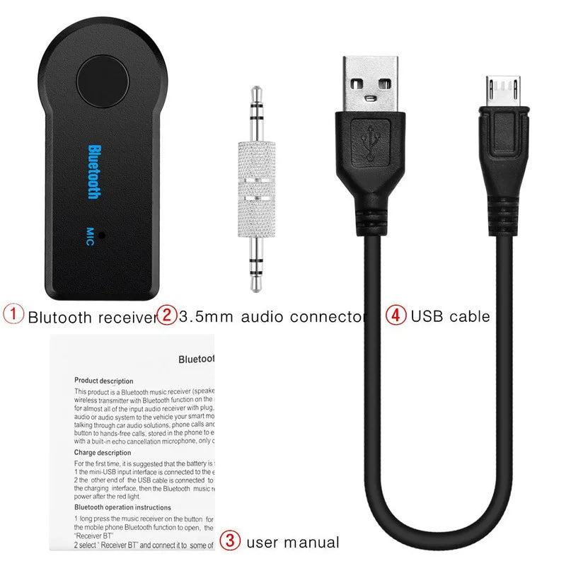 AUX Car Bluetooth Receiver,3.5mm Socket  5.0 Wireless Bluetooth Adapter,Audio Converter Mobile Phone Hands-Free Stereo - Slobuy
