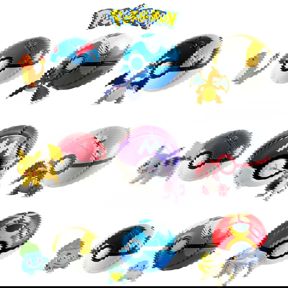 Aниме Pokemon Pikachu Mewtwo Action Figure Explode Ball Game Elf Ball Model Anime Figure Doll Toys For Pokémon Children Toy Gift - Slobuy