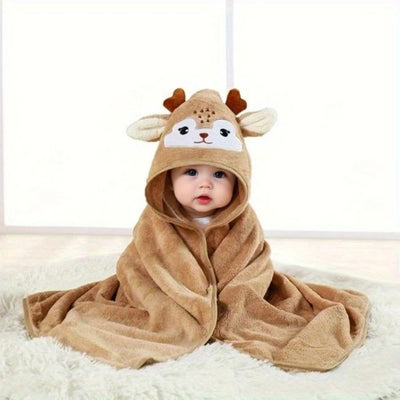 A pack of 80 * 80 cm cartoon baby bath towel body hooded polyester fiber baby bathrobe newborn swaddling baby blanket girls and - Slobuy
