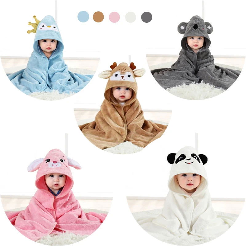 A pack of 80 * 80 cm cartoon baby bath towel body hooded polyester fiber baby bathrobe newborn swaddling baby blanket girls and - Slobuy
