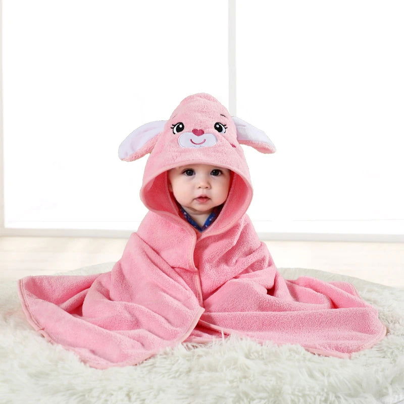A pack of 80 * 80 cm cartoon baby bath towel body hooded polyester fiber baby bathrobe newborn swaddling baby blanket girls and - Slobuy