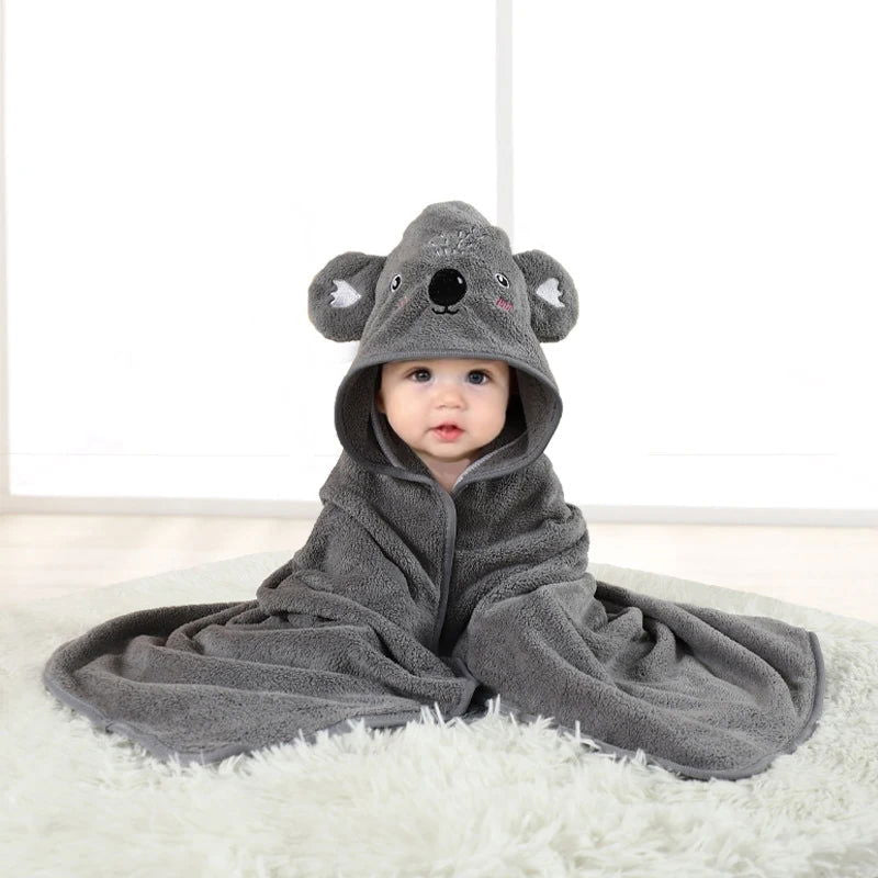 A pack of 80 * 80 cm cartoon baby bath towel body hooded polyester fiber baby bathrobe newborn swaddling baby blanket girls and - Slobuy