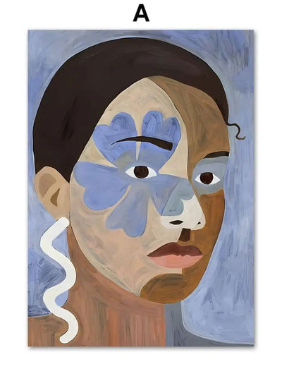 Abstract Line Face, Curve Striped Girl, Vase, Bird Canvas Painting Poster  for Home Decor  living room wall art for bed room - Slobuy