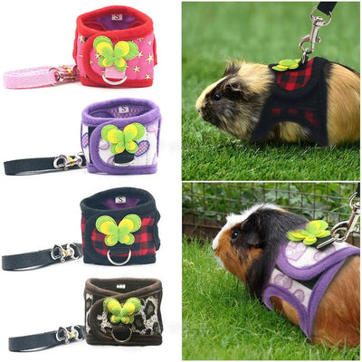 Adjustable Guinea Pig Harness Leash Set Outdoor Traction Rope for Hamster Chinchilla Mice Rat Ferret Rabbit Animal Accessories - Slobuy