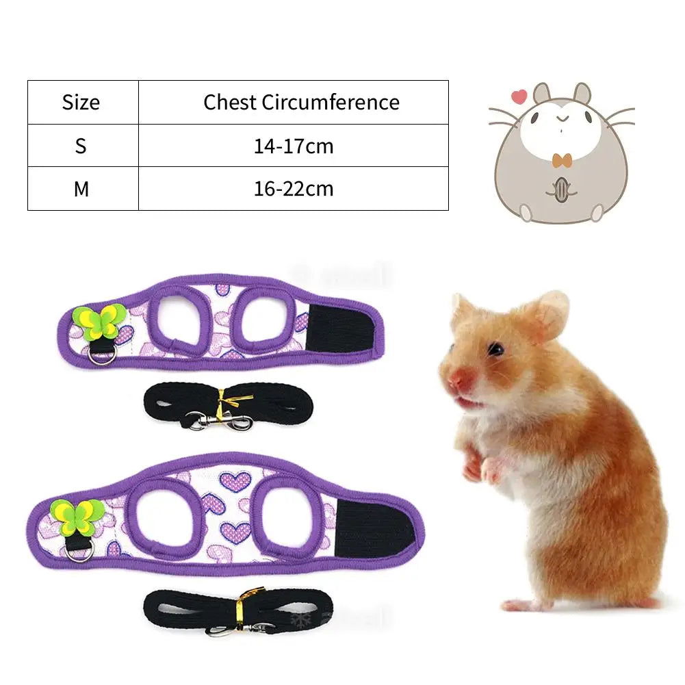 Adjustable Guinea Pig Harness Leash Set Outdoor Traction Rope for Hamster Chinchilla Mice Rat Ferret Rabbit Animal Accessories - Slobuy