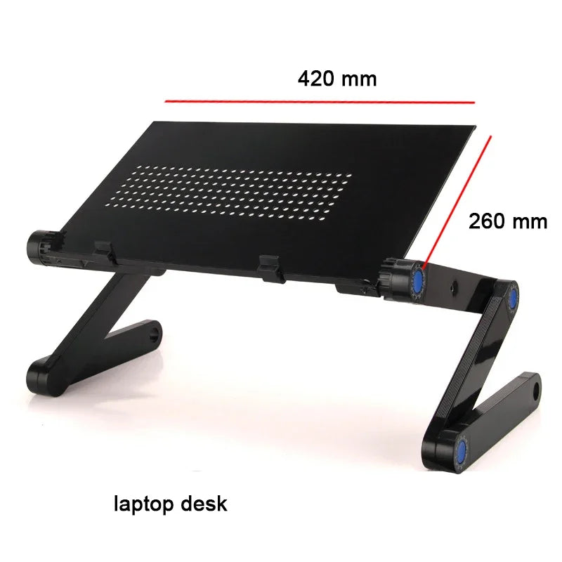 Adjustable Laptop Desk Stand Cooler fan Portable Ergonomic Lapdesk For Bed Sofa PC Notebook Table Desk With Mouse Pad Aluminum - Slobuy