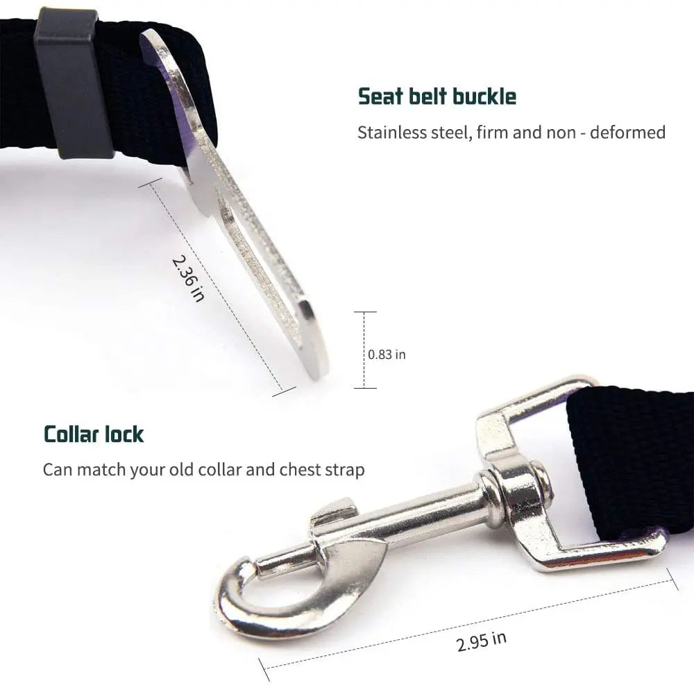 Adjustable Pet Cat Dog Car Seat  Belt Pet Seat Vehicle Dog Harness Lead Clip Safety Lever Traction Dog Collars Dog Accessoires - Slobuy
