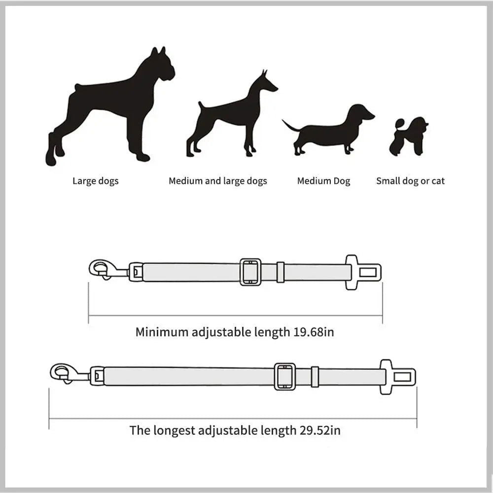 Adjustable Pet Cat Dog Car Seat  Belt Pet Seat Vehicle Dog Harness Lead Clip Safety Lever Traction Dog Collars Dog Accessoires - Slobuy