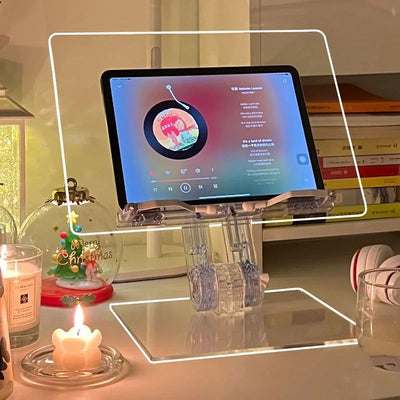 Adjustable Transparent Acrylic Tablet Stand Reading Book Holder 180 Degree Flat Bracket Support For MacBook iPad Desktop Holder - Slobuy