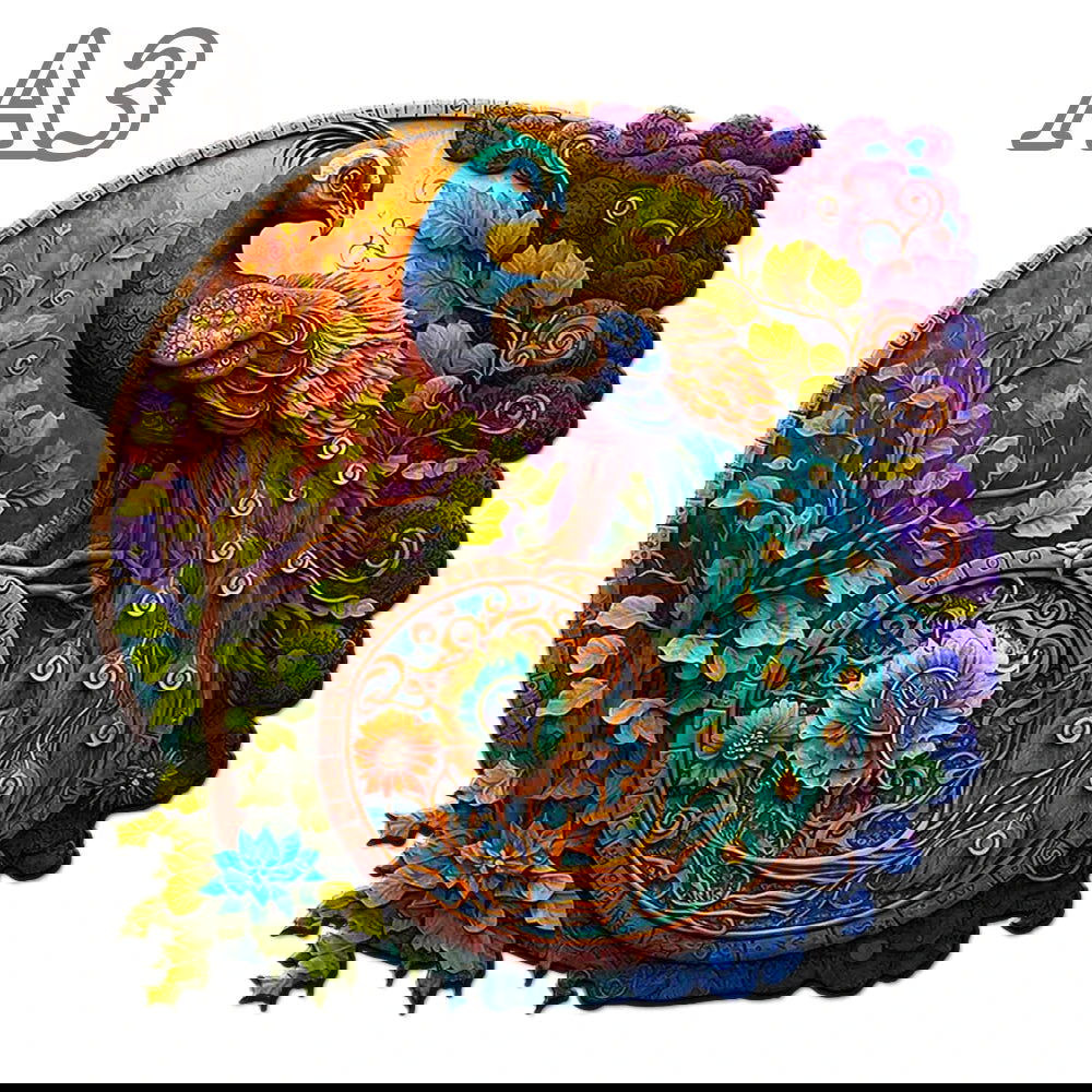 Adult Animal Wooden Puzzle Round Peacock and Bird Wooden Puzzle Children's Puzzle Toy Festival Gift A3 A4 A5 Multi Size Puzzle - Slobuy