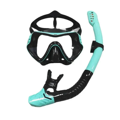 Adult Diving Suit Tempered Glass Mask Silicone Breathing Tube Set Full Dry Snorkeling Equipment - Slobuy