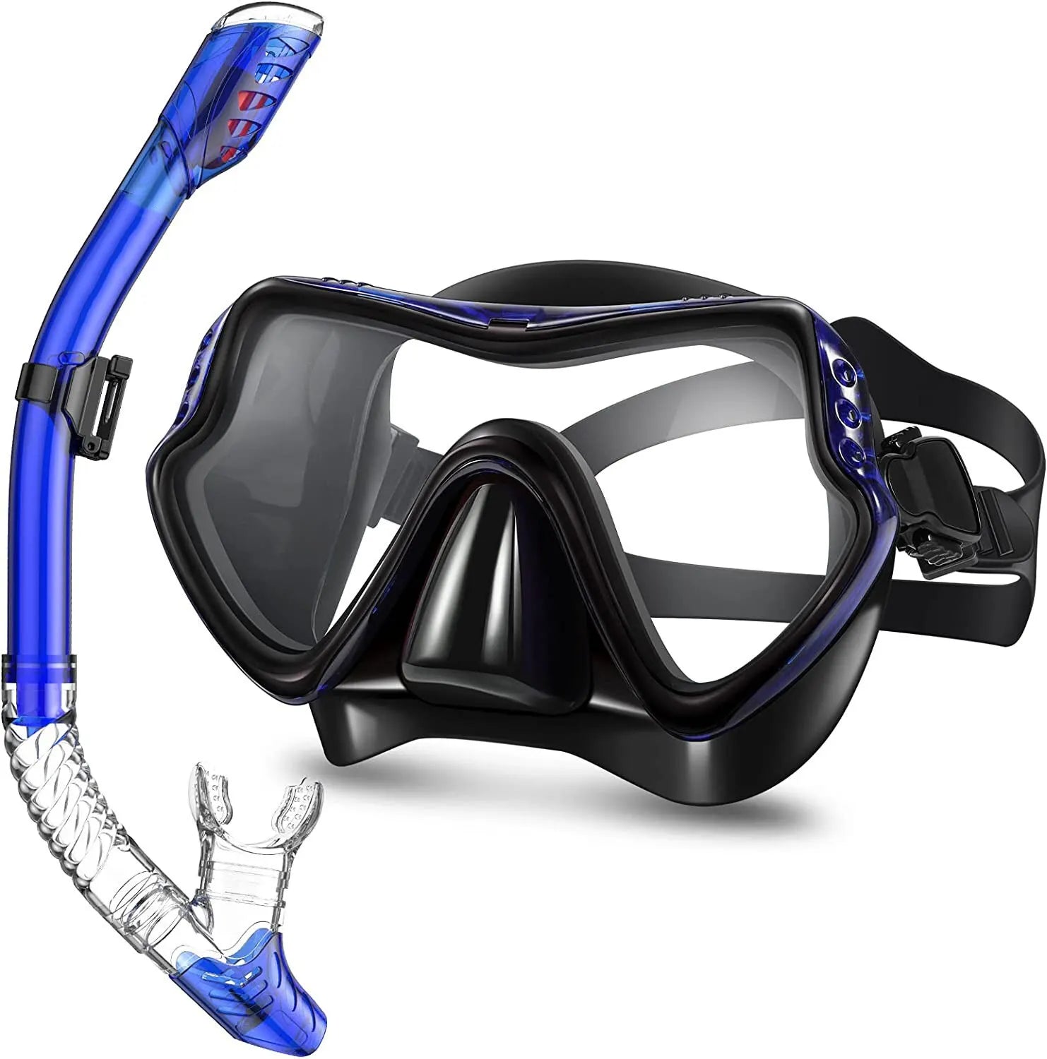 Adult Diving Suit Tempered Glass Mask Silicone Breathing Tube Set Full Dry Snorkeling Equipment - Slobuy