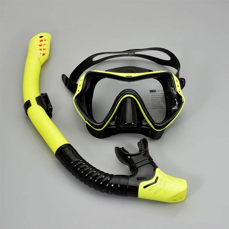 Adult Diving Suit Tempered Glass Mask Silicone Breathing Tube Set Full Dry Snorkeling Equipment - Slobuy
