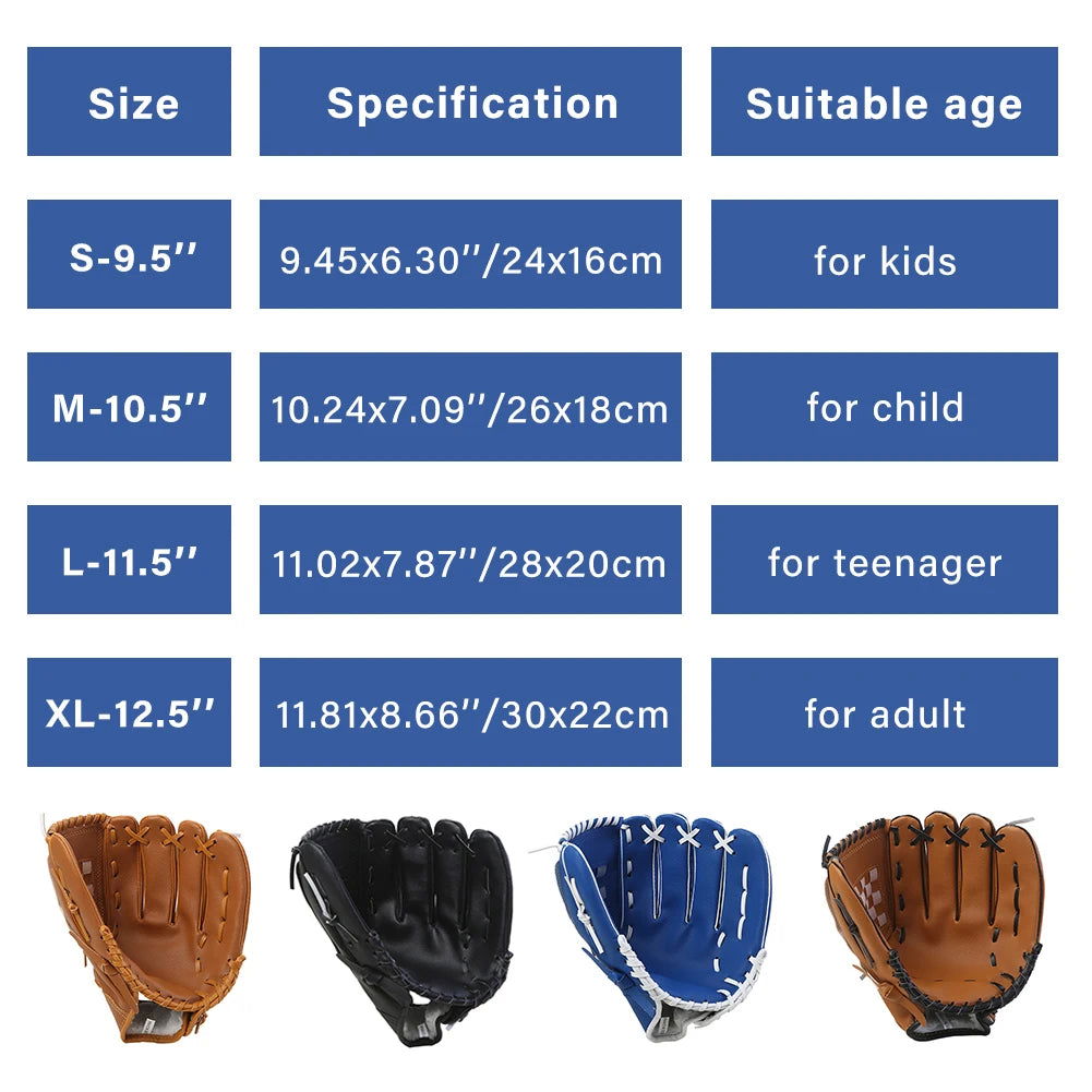 Outdoor Sports Baseball Glove Softball Practice Equipment 9.5/10.5/11.5/12.5 Inch Left Hand for Kids/Adults Men Women Training - Slobuy