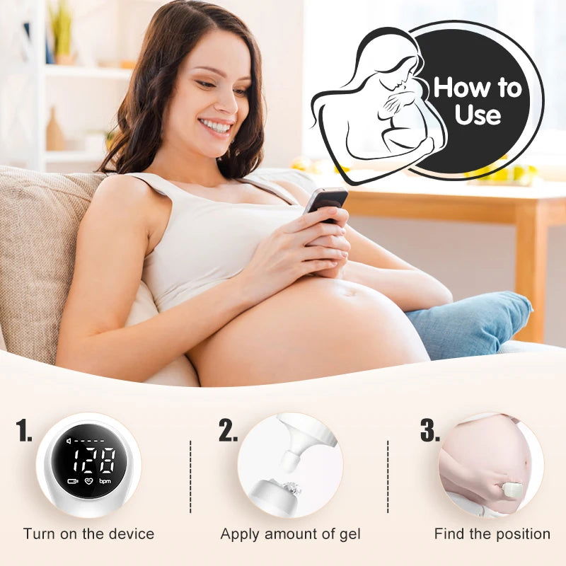 AiQUE Wireless All-In-One Fetal Doppler Home Pregnant Women Listen To Baby Fetal Movement Ultrasound Stethoscope - Slobuy