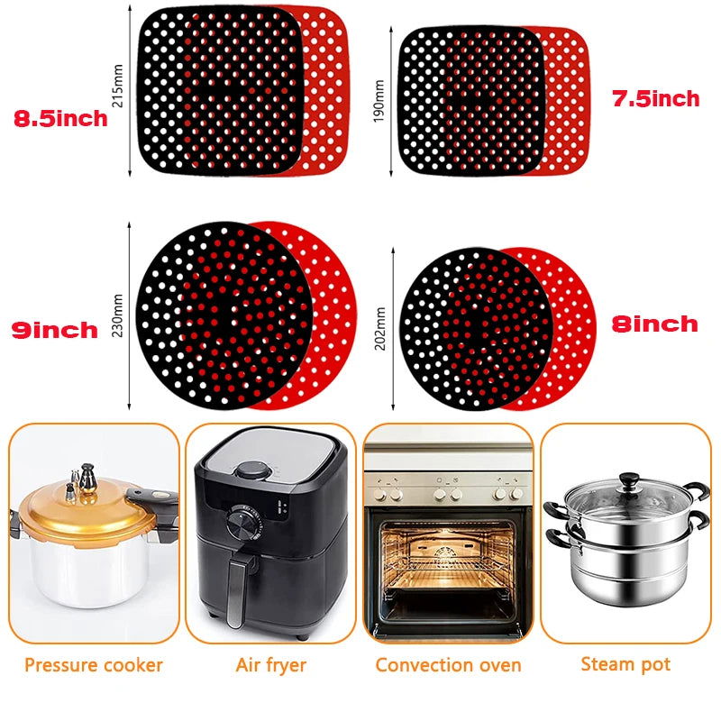 Air Fryer Silicone Mat Kitchen Accessories Non-stick Baking Mat Pastry Tools Accessories Bakeware Oil Mats Cake Grilled Saucer - Slobuy