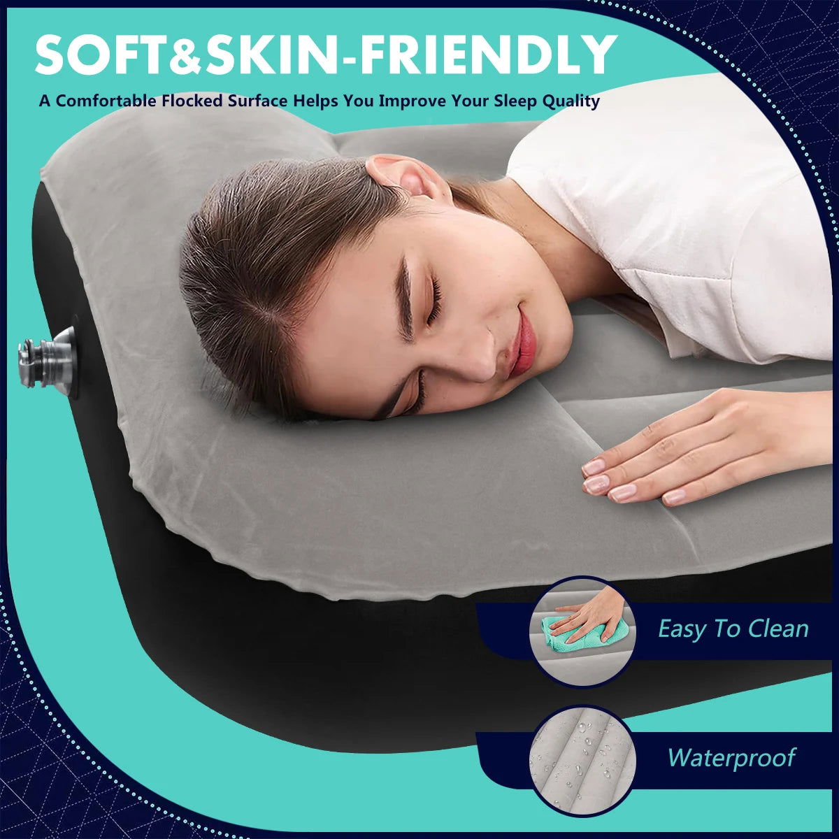 Air Mattress Inflatable Camping Air Bed with Build-in Pillow for Family, Camping and Travel,  Waterproof and Comfortable - Slobuy