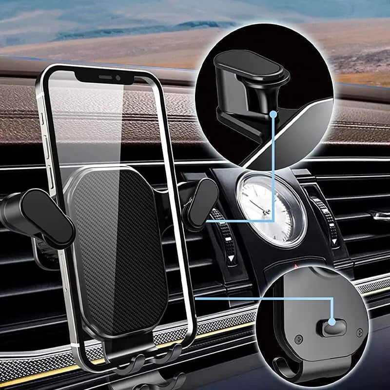 Air Vent Car Phone Holder Gravity Lock Phone Mount 360-Degree Flexible Adjustment Universal Auto Phone Stand for 4-7 Inches - Slobuy