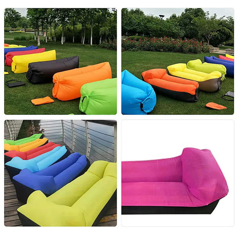 Air Waterproof Lazy Inflatable Sofa Portable Outdoor Beach Air Sofa Sleeping Bag Bed Oxford Cloth 240x70cm - Slobuy