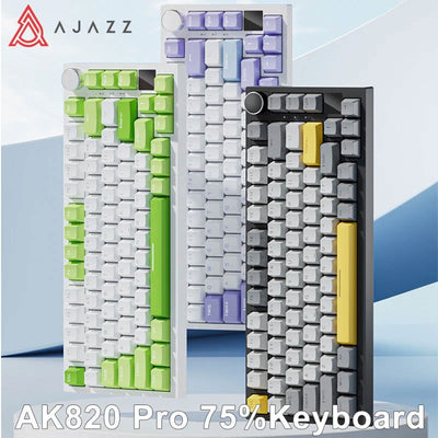 Ajazz Ak820 RGB Tri-Mode Gaming Mechanical Keyboard 82 Key Bluetooth 2.4GHz Wireless Gamer Keyboard Custom Gasket for Pc Laptop - Slobuy