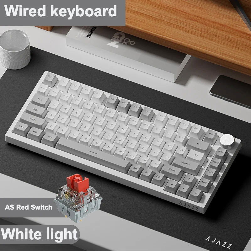 Ajazz Ak820 RGB Tri-Mode Gaming Mechanical Keyboard 82 Key Bluetooth 2.4GHz Wireless Gamer Keyboard Custom Gasket for Pc Laptop - Slobuy