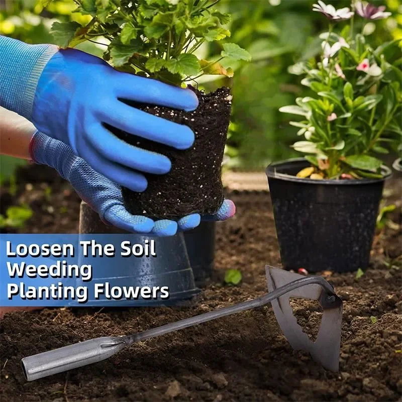 All-Steel Hardened Hollow Hoe Handheld Weeding Rake Planting Vegetables Farm Garden Agriculture Weeding Too - Slobuy