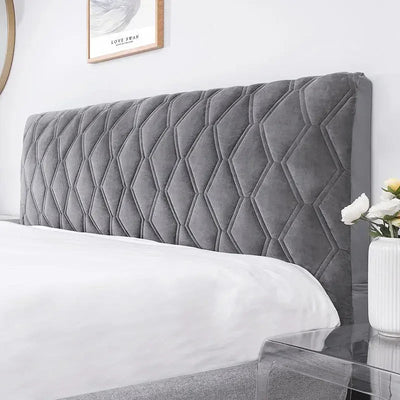 All-inclusive Super Soft Smooth Quilted Head Cover Thicken Velvet Headboard Cover Solid Color Bed Back Dust Protector Cover - Slobuy
