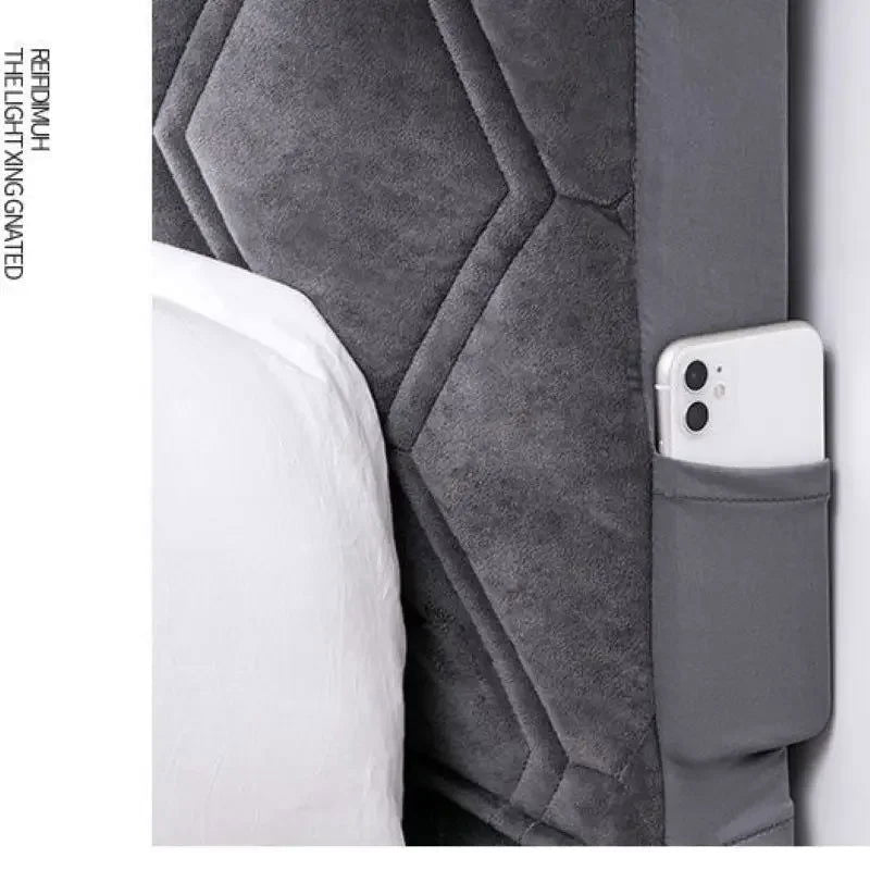 All-inclusive Super Soft Smooth Quilted Head Cover Thicken Velvet Headboard Cover Solid Color Bed Back Dust Protector Cover - Slobuy
