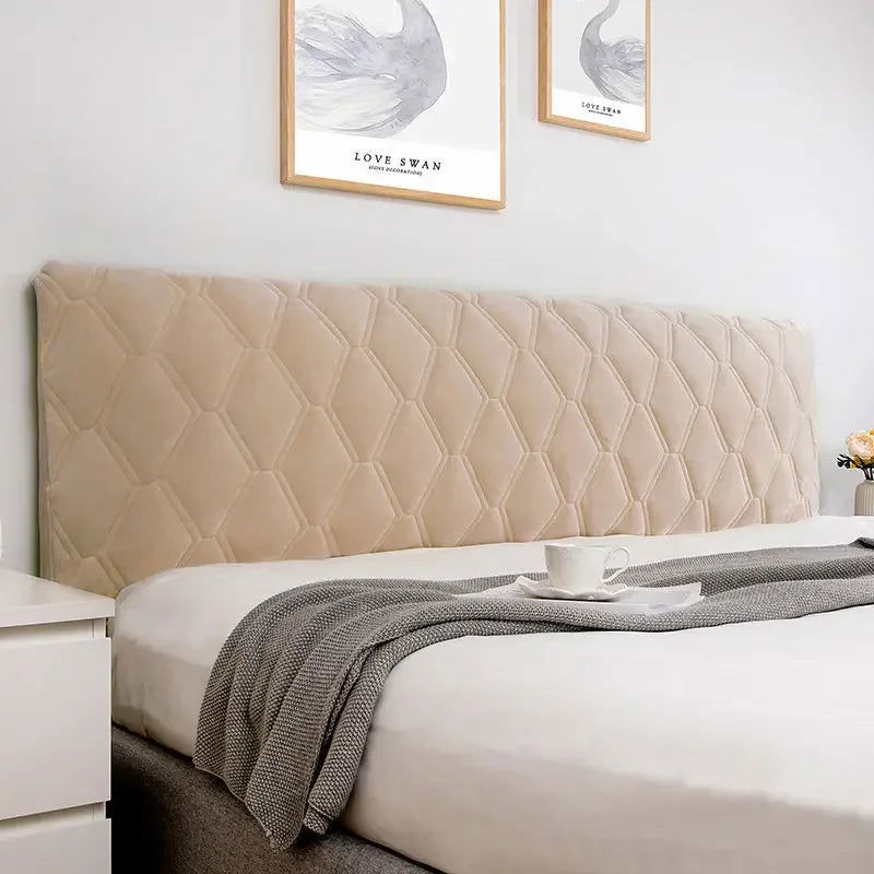 All-inclusive Super Soft Smooth Quilted Head Cover Thicken Velvet Headboard Cover Solid Color Bed Back Dust Protector Cover - Slobuy