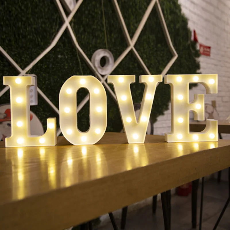 Alphabet Letter LED Lights Luminous Number Lamp Decor  Battery Night Light for home Wedding Birthday Christmas party Decoration - Slobuy