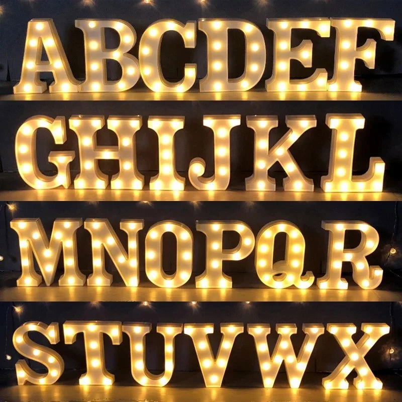 Alphabet Letter LED Lights Luminous Number Lamp Decor  Battery Night Light for home Wedding Birthday Christmas party Decoration - Slobuy
