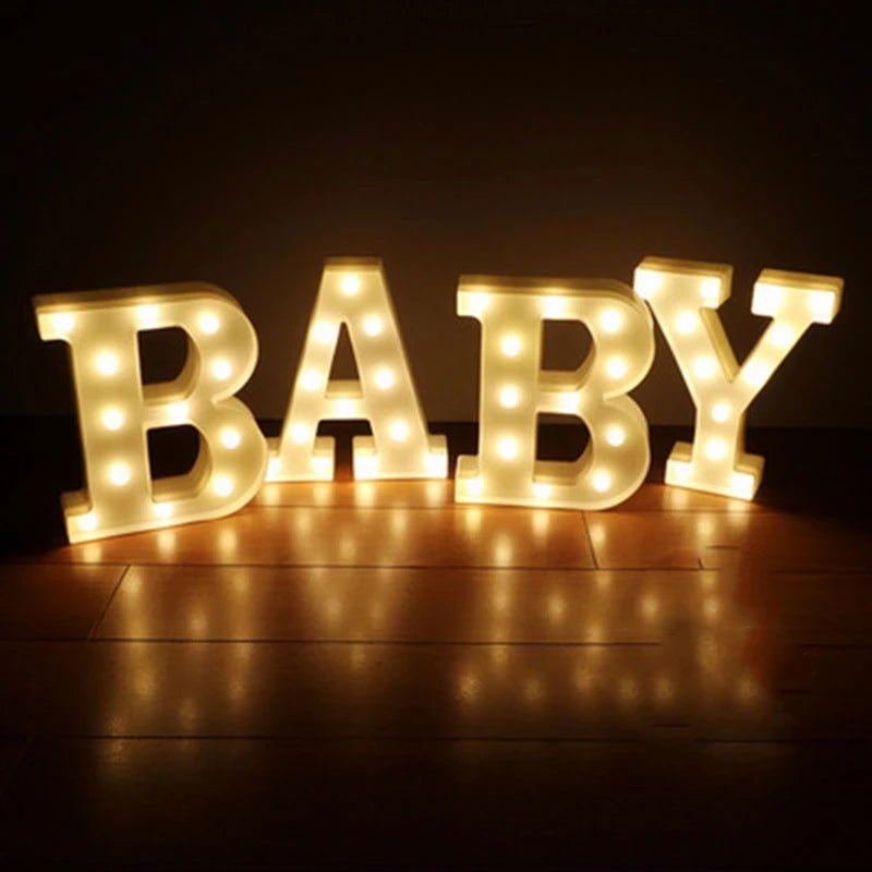 Alphabet Letter LED Lights Luminous Number Lamp Decor  Battery Night Light for home Wedding Birthday Christmas party Decoration - Slobuy
