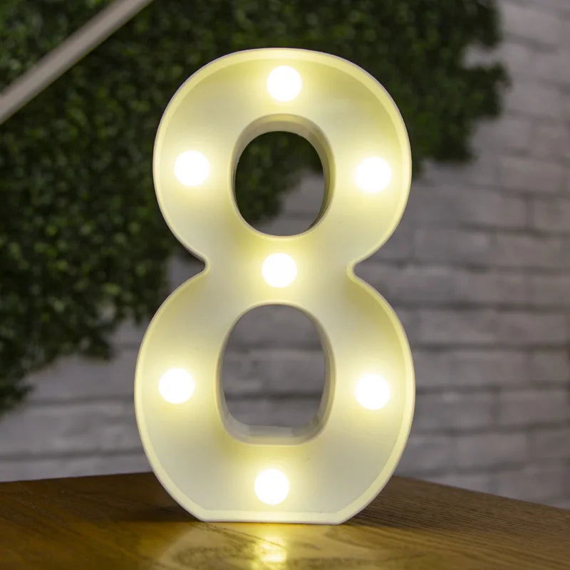 Alphabet Letter LED Lights Luminous Number Lamp Decor  Battery Night Light for home Wedding Birthday Christmas party Decoration - Slobuy